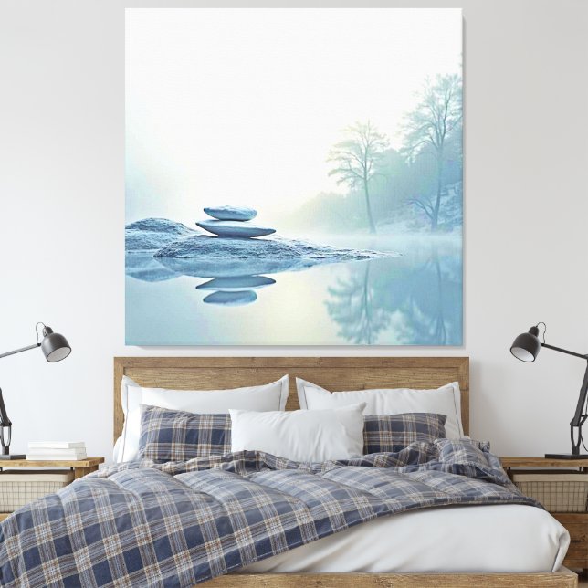 Impressão Em Tela Zen de inverno: Balanço do Lago Foggy (Insitu(Quarto))
