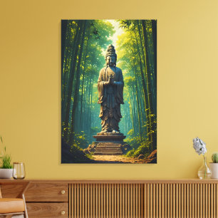 Impressão Em Tela Zen no Bosque de Bambu