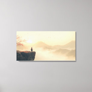 Impressão Em Tela Zen Samurai ao Amanhecer – Montanha Nebulosa Cinem