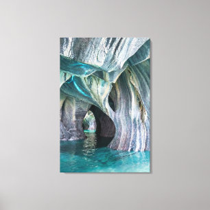 Impressão Em Tela ZENAH Reflexões Azuis Glaciais - Mármore Abstrat