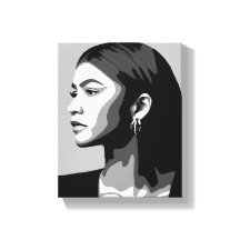 Zendaya | Pintura do perfil de retrato preto e bra