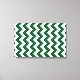 Impressão Em Tela Zigzag verde e branco