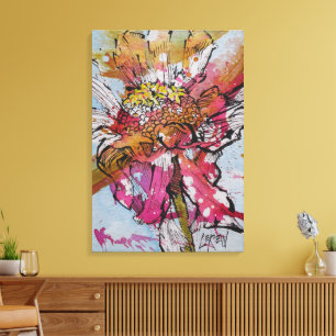 Impressão Em Tela Zínia em Declínio 001 Pintura / Artista Larry Lere