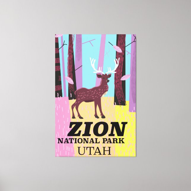 Impressão Em Tela Zion national Park, poster de viagens de Utah. (Frente)