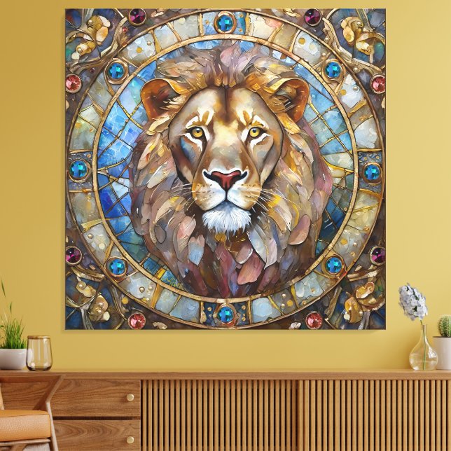 Impressão Em Tela Zodiac - Leo the Lion (Insitu(Sala de estar))
