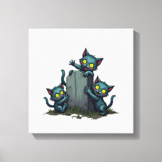 Impressão Em Tela Zombie Kitten Uprising