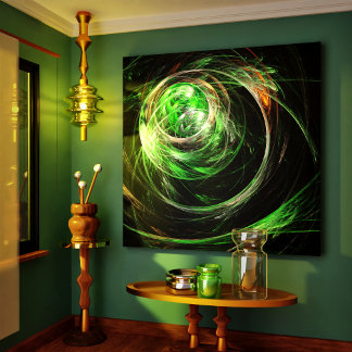 Impressão em torno da tela de Abstrato verde mundi