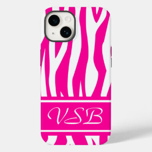 Impressão em zebra rosa quente com monograma