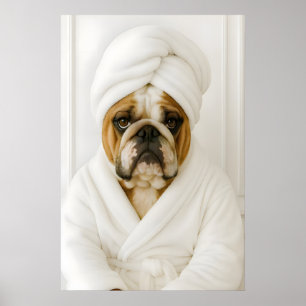 Impressão Engraçada de Banheiro com Bulldog, Bulld