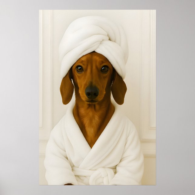 Impressão Engraçada de Banheiro de Dachshund, Dach (Frente)