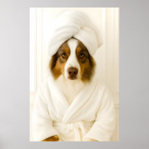 Impressão engraçada de banheiro do Australian Shep