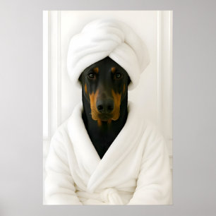 Impressão Engraçada de Banheiro Dobermann, Doberma