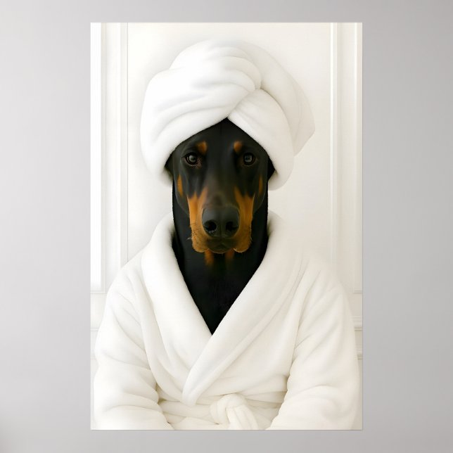 Impressão Engraçada de Banheiro Dobermann, Doberma (Frente)