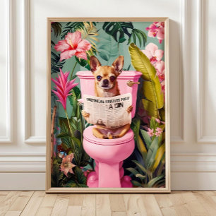 Impressão Engraçada de Cachorro Chihuahua no Banhe