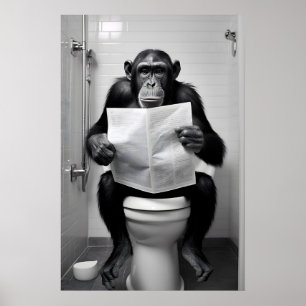 Impressão Engraçada de Chimpanzé para Banheiro Art