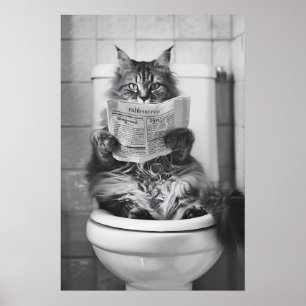 Impressão engraçada de gato no banheiro Animais na