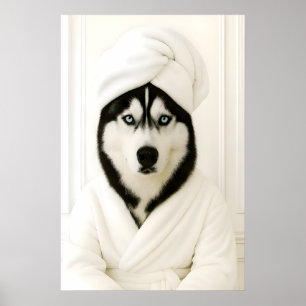 Impressão Engraçada de Husky no Banheiro, Husky Si