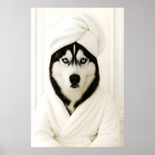 Impressão Engraçada de Husky no Banheiro, Husky Si (Frente)