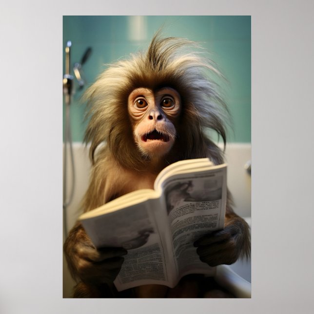 Impressão engraçada de macaco marmosete no banheir (Frente)