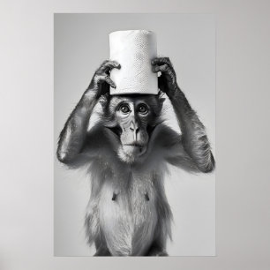 Impressão Engraçada de Macaco no Banheiro, Chapéu