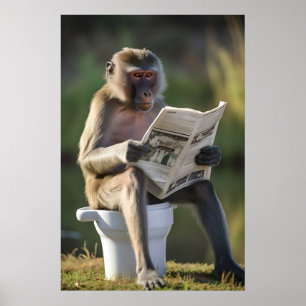 Impressão Engraçada de Mandril Macaco Banheiro Par