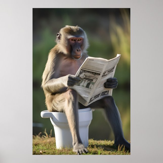 Impressão Engraçada de Mandril Macaco Banheiro Par (Frente)