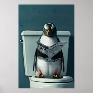 Impressão engraçada de pinguim no banheiro, arte d