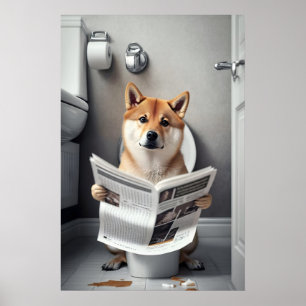 Impressão engraçada de Shiba Inu no banheiro Cacho