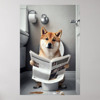 Impressão engraçada de Shiba Inu no banheiro Cacho