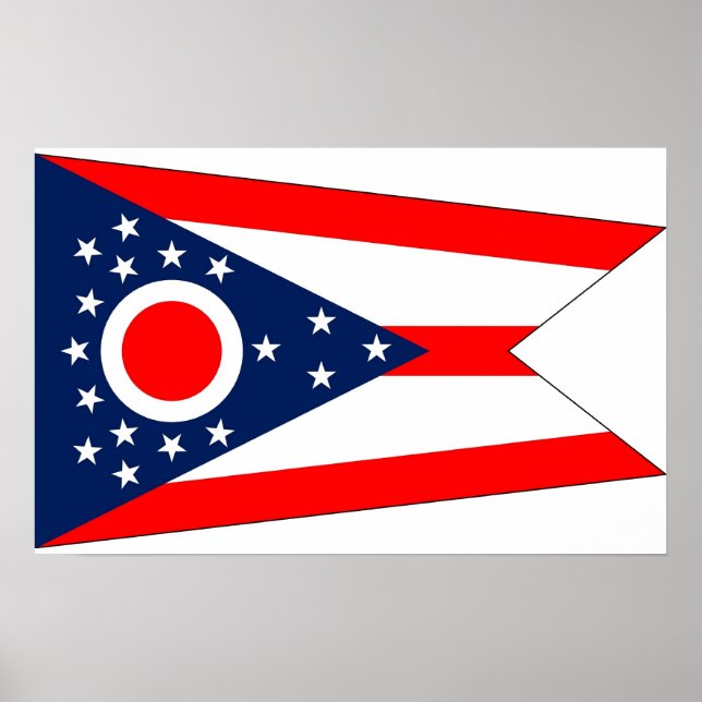 Impressão enquadrada com a bandeira de Ohio, EUA. (Frente)