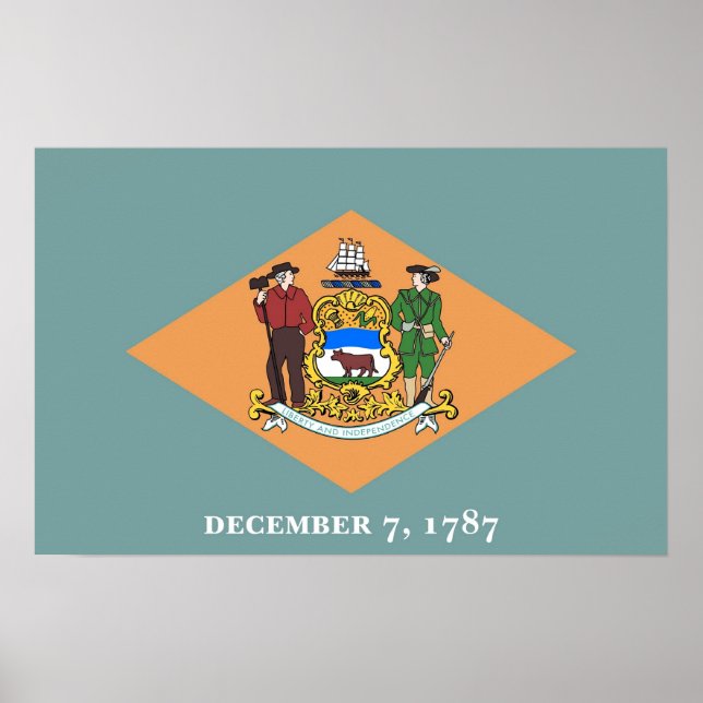 Impressão enquadrado com a bandeira de Delaware, E (Frente)