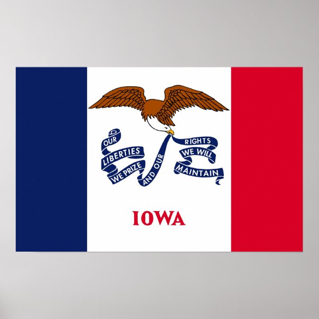 Impressão enquadrado com a bandeira de Iowa, EUA (Frente)