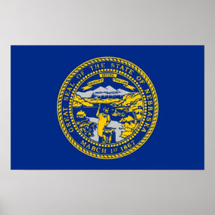 Impressão enquadrado com a bandeira de Nebraska,