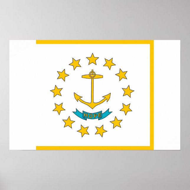 Impressão enquadrado com bandeira de Rhode Island, (Frente)