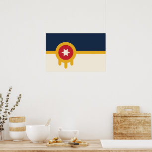 Impressão enquadrado com bandeira de Tulsa, Oklaho