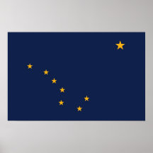 Impressão enquadrado com bandeira do Alasca, EUA