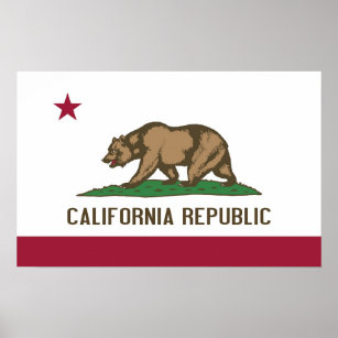 Impressão enquadrado com Flag da Califórnia, EUA