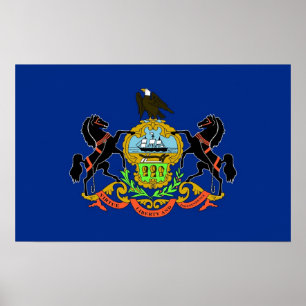 Impressão enquadrado com Flag da Pensilvânia, EU