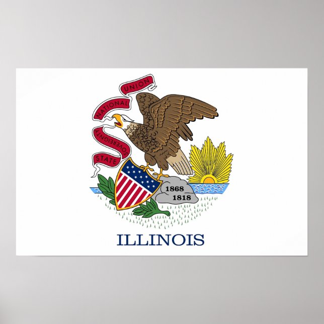 Impressão enquadrado com Flag de Illinois, EUA (Frente)