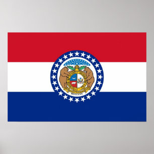 Impressão enquadrado com Flag do Missouri, EUA