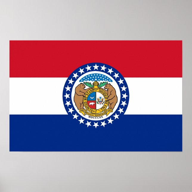 Impressão enquadrado com Flag do Missouri, EUA (Frente)