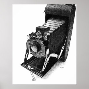Impressão esboçado da arte da câmera do vintage