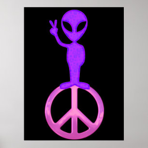 Impressão estrangeiro do poster da paz roxa
