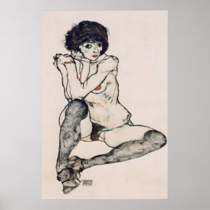Impressão expressionista de Egon Schiele Sitzender