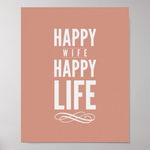 Impressão feliz das citações da vida da esposa