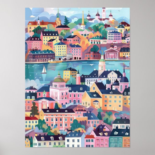 Impressão Finlândia Ilustração Finlândia Viagem He (Frente)