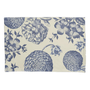 Impressão Flor Azul Antiquado Floral
