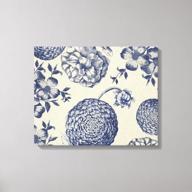 Impressão Flor Azul Antiquado Floral (Frente)