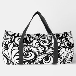 Impressão Floral Abstrato Branco preto - Saco de D