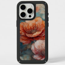 Impressão floral azul e marrom-caramelo